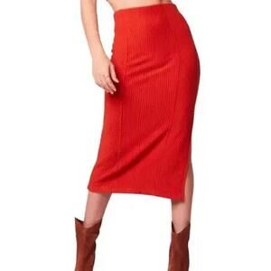 Band of the Free Renee Rust Ribbed Pencil Skirt M